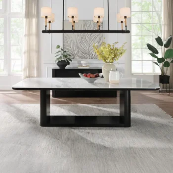 Black Rectangle Dining Table with Ceramic Top