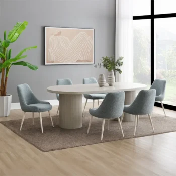 7 Piece White Oval Dining Set