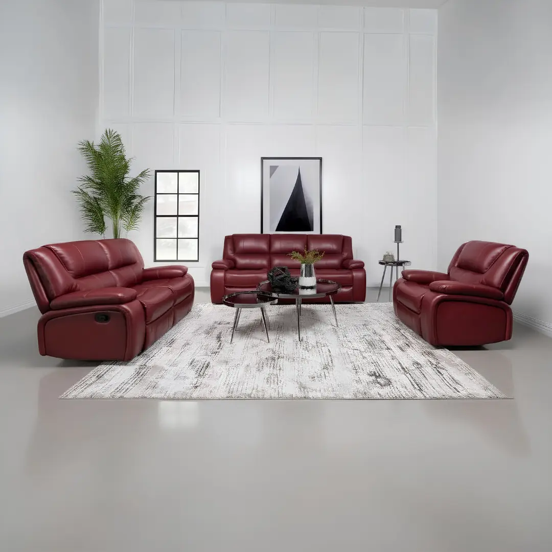 Camila 3 Piece Leather Reclining Sofa Set By Coaster Furniture | Mobilia Cleopatra 3 3 Piece Leather Reclining Sofa Set