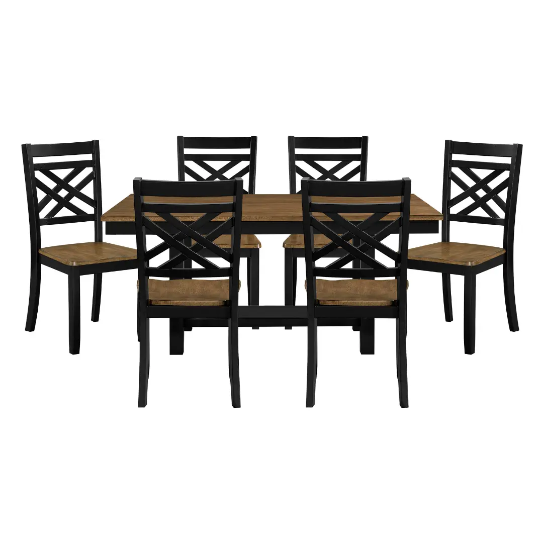 Tyler Transitional 7 Piece Brown And Black Dining Set By Homelegance | Mobilia Cleopatra 3 7 piece brown and black Dining Set