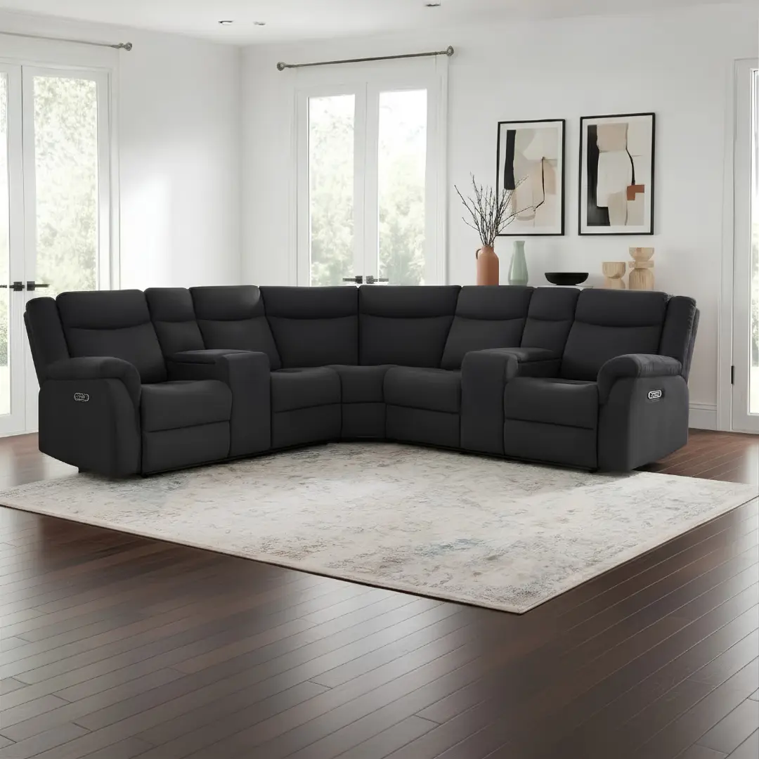 Hagen Sectional Recliner Sofa Steel Grey By Coaster Furniture | Mobilia Cleopatra 3 Sectional Recliner Sofa
