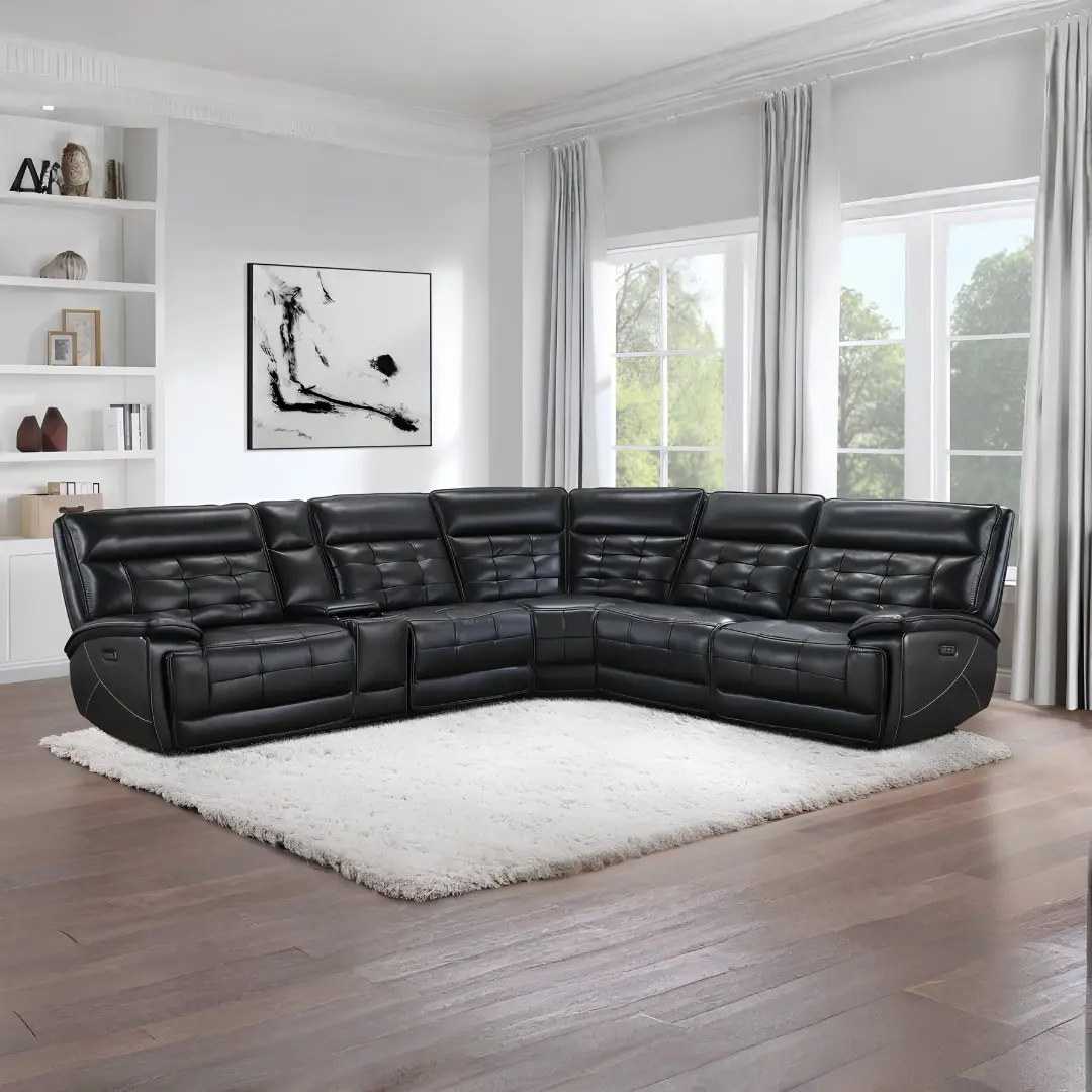 Hewitt Reclining Leather Sectional Sofa By Coaster Furniture | Mobilia Cleopatra 3 Reclining Leather Sectional Sofa
