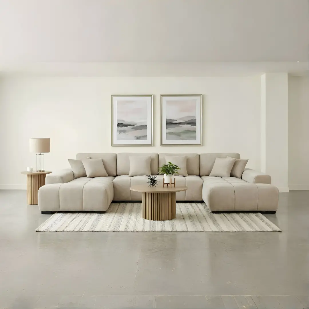 Cannella Double Chaise Sectional Sofa Beige By Coaster Furniture | Mobilia Cleopatra 3 Sectional Sofa Beige