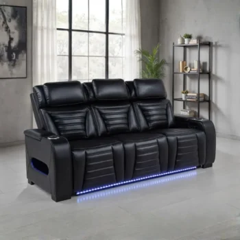 Black Leather Reclining Sofa