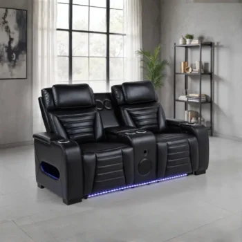 Black Leather Reclining Sofa Set