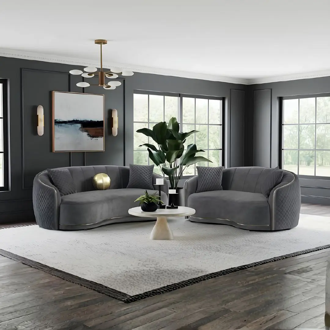 Brookside Dark Gray Sofa Set By Coaster Furniture | Mobilia Cleopatra 3 Dark Gray Sofa Set