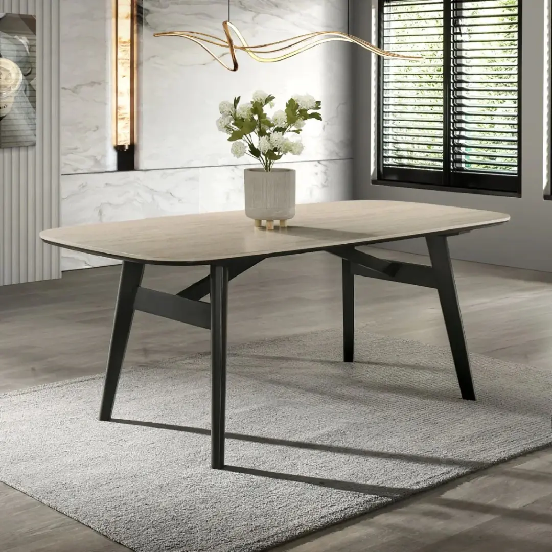 Lark Travertine Dining Table By Acme | Mobilia Cleopatra 3 Travertine Dining Table
