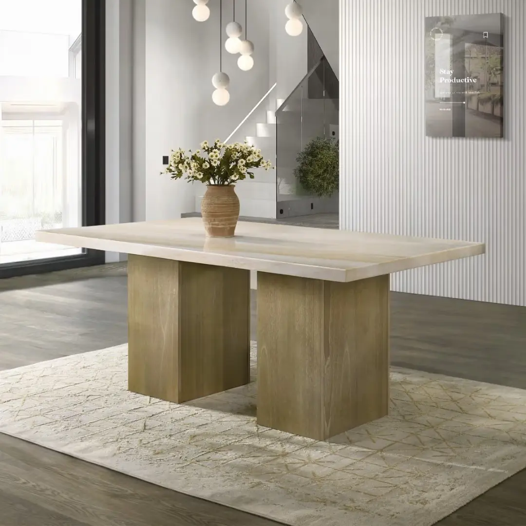 Olinda Natural Marble Dining Table By Acme | Mobilia Cleopatra 3 Natural Marble Dining Table