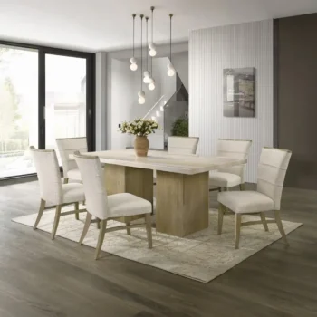 7 PC Double Pedestal Dining Table Set