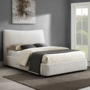 Beige Upholstered Bed