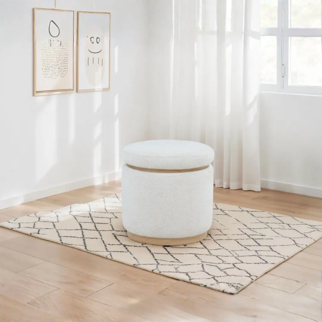 Remuda Round Storage Ottoman Ivory By Coaster Furniture | Mobilia Cleopatra 3 Round Storage Ottoman