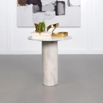 White Round End Table
