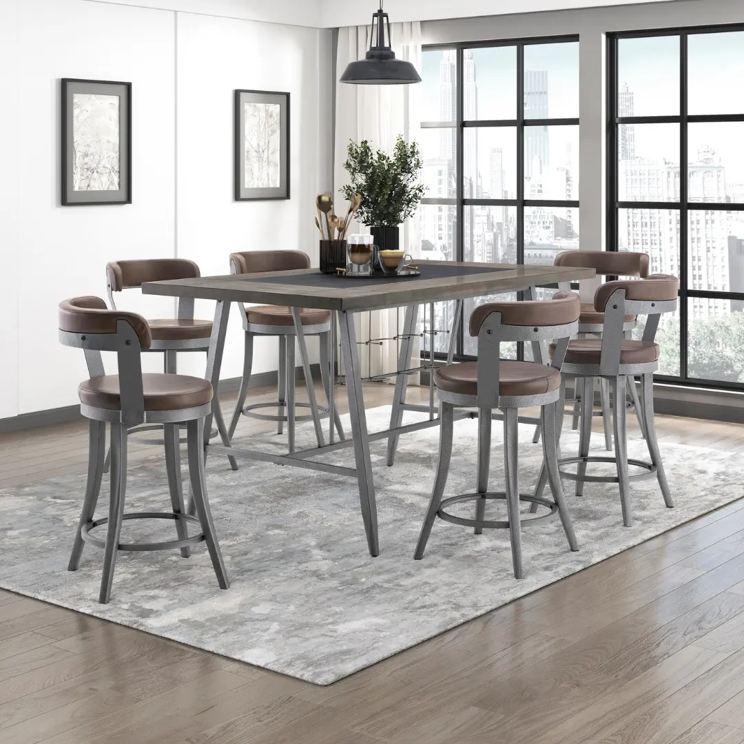 Foundry Contemporary Counter Height Rectangle Table Set For 6 By Homelegance | Mobilia Cleopatra 3 counter height rectangle table Set