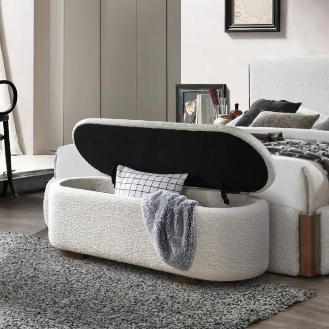 Sandro Beige Storage Bench Bedroom By Acme | Mobilia Cleopatra 3 Beige Storage Bench Bedroom