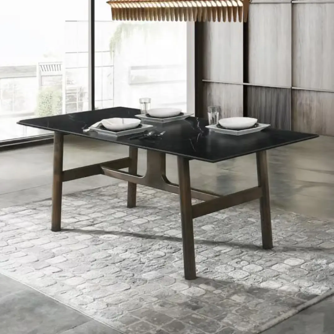 Destin Black Marble Dining Table By Acme | Mobilia Cleopatra 3 Black Marble Dining Table