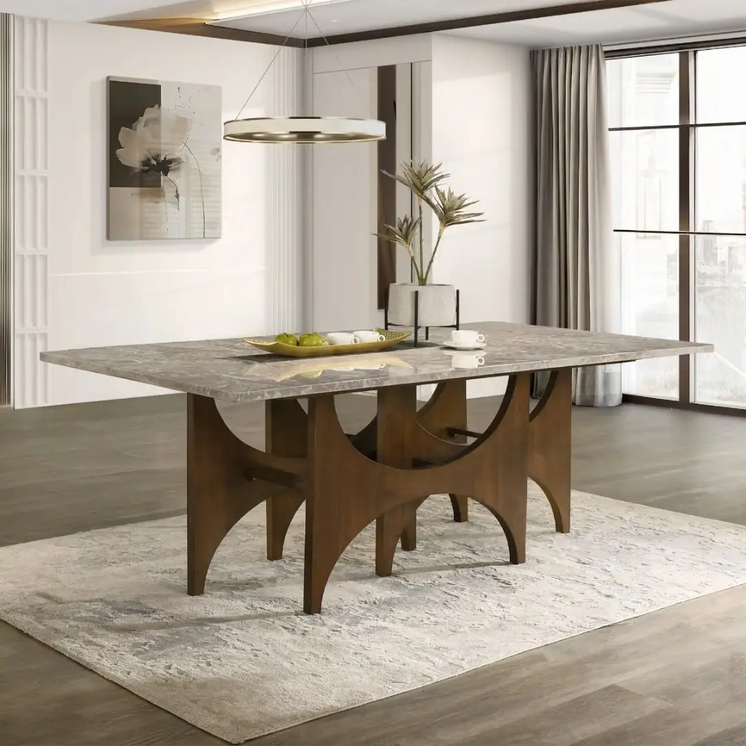 Oleia Rectangle Dining Room Table With Marble Top By Acme | Mobilia Cleopatra 3 Rectangle Dining Room Table with Marble Top