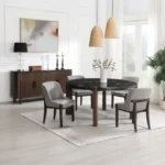 Estella Round Marble Dining Table for 4 By ACME in Walnut – View 5