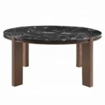 Estella Round Marble Dining Table for 4 By ACME in Walnut – View 2