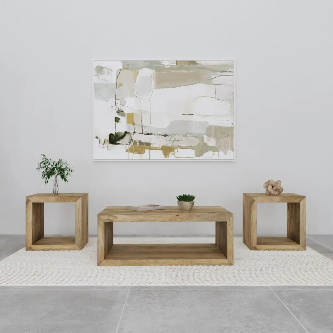 Benton Wood Living Room Table Set By Coaster Furniture | Mobilia Cleopatra 3 Wood Living Room Table Set