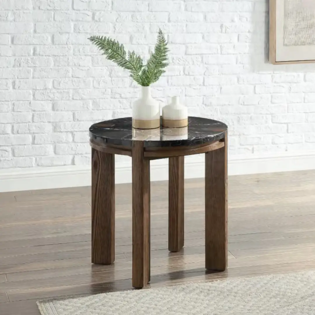 Estella Black Marble End Table By Acme | Mobilia Cleopatra 3 Black Marble End Table