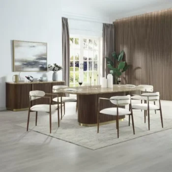 7 PC Marble Top Dining Table Set