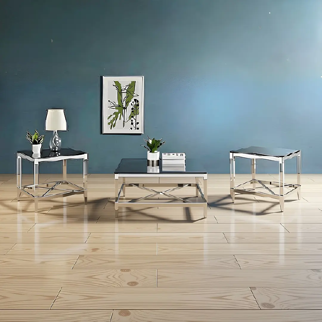 Lindley Square Coffee Table Set Chrome By Coaster Furniture | Mobilia Cleopatra 3 Square Coffee Table Set