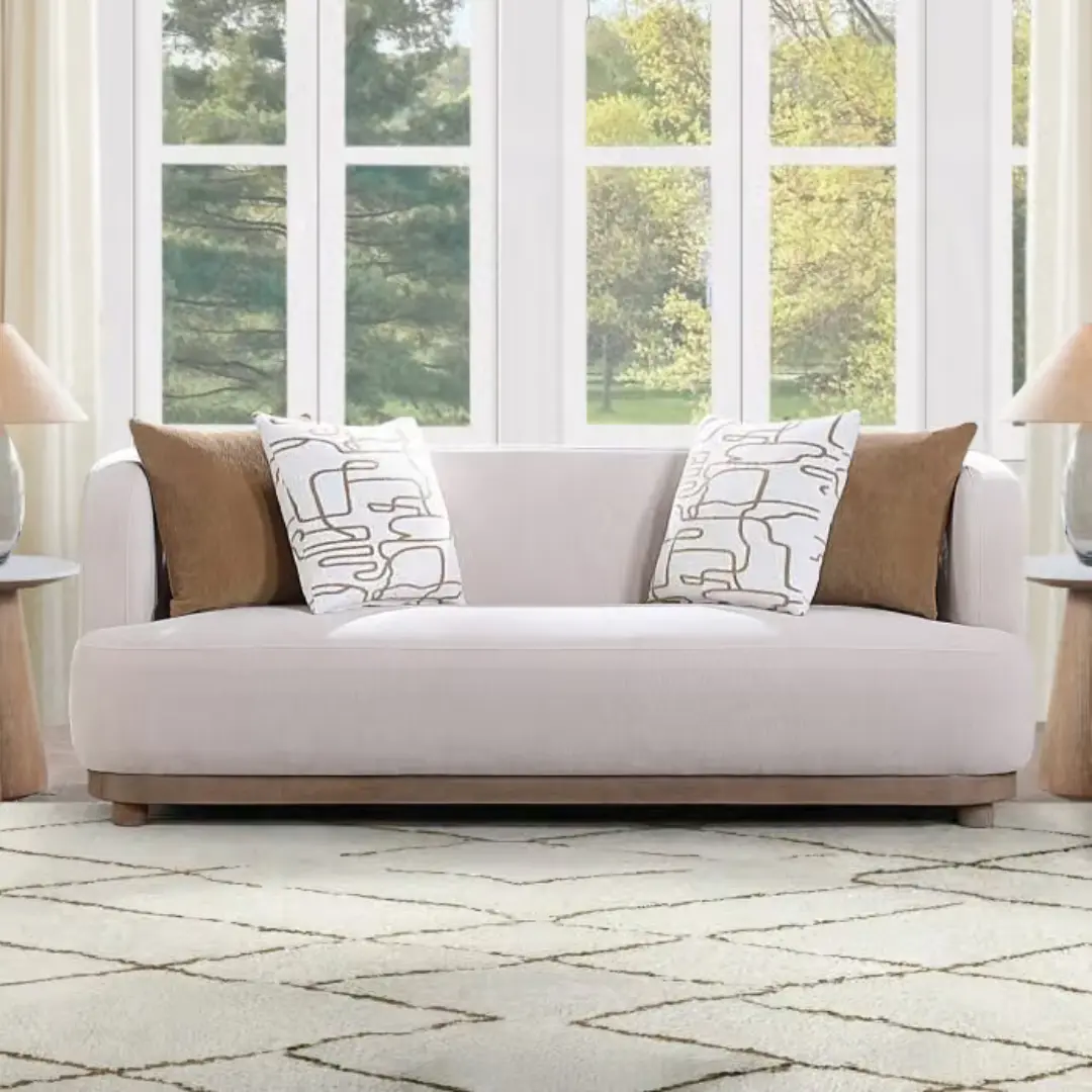 Duncan Beige Sofa With Pillows By Acme | Mobilia Cleopatra 3 Beige Sofa with Pillows