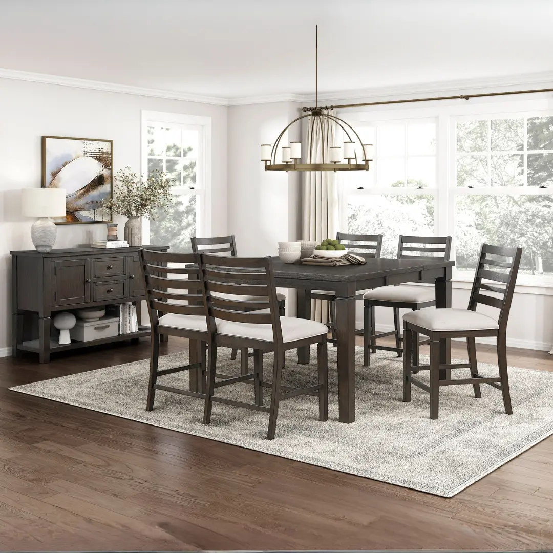 Victoria Espresso Counter Height Table Set With Bench By Homelegance | Mobilia Cleopatra 3 counter height Table Set