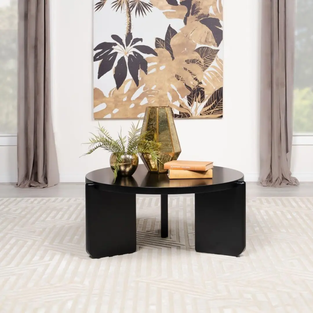 Cordova Black Coffee Table Round By Coaster Furniture | Mobilia Cleopatra 3 Black Coffee Table Round