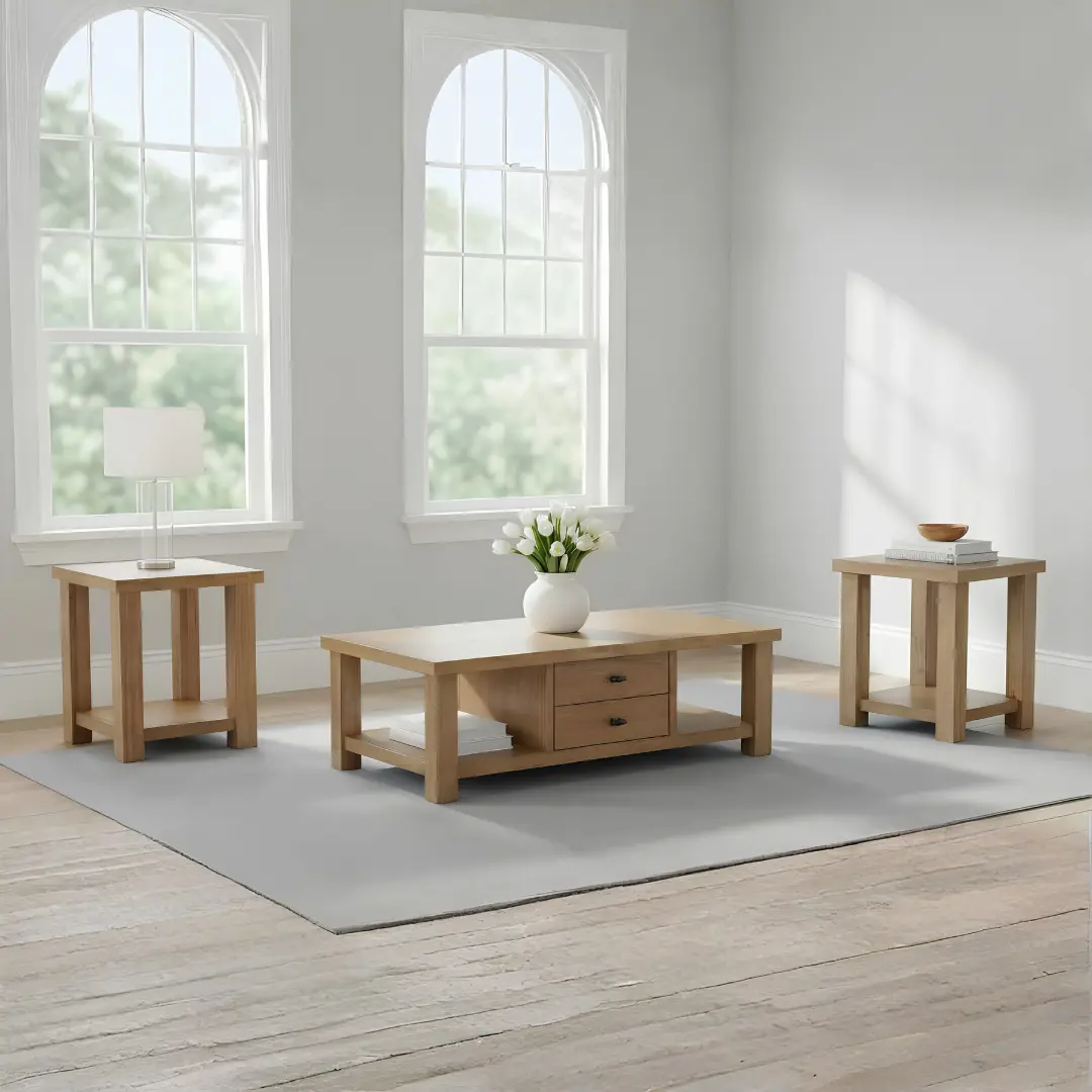 Beasley 3-Piece Wood Coffee Table Set By Coaster Furniture | Mobilia Cleopatra 3 Wood Coffee Table Set