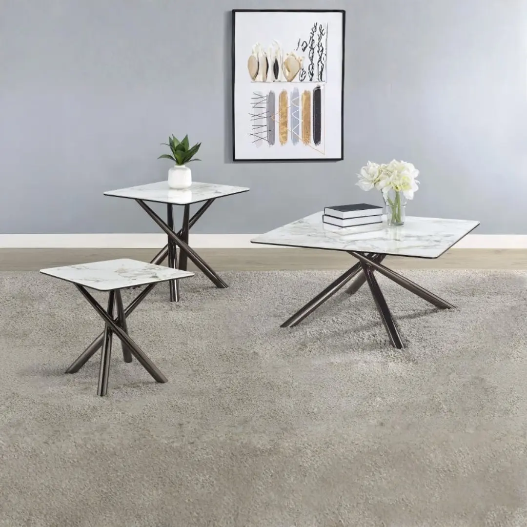 Carvell Square Coffee And End Table Set By Coaster Furniture | Mobilia Cleopatra 3 Square Coffee and End Table Set