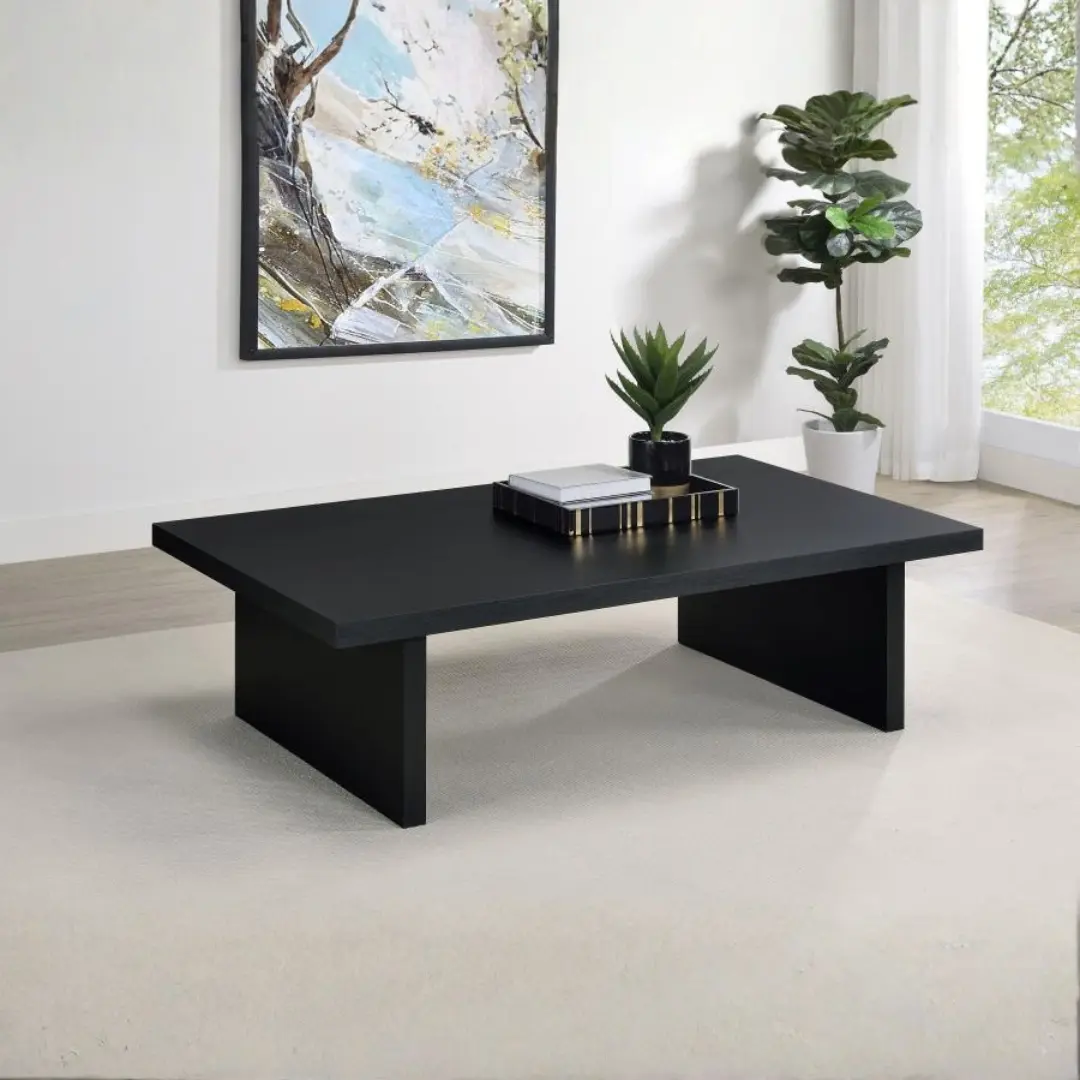 Max Rectangular Black And Wood Coffee Table By Coaster Furniture | Mobilia Cleopatra 3 Black and Wood Coffee Table