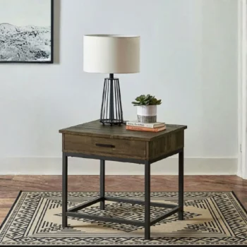 Rustic End Table with Storage