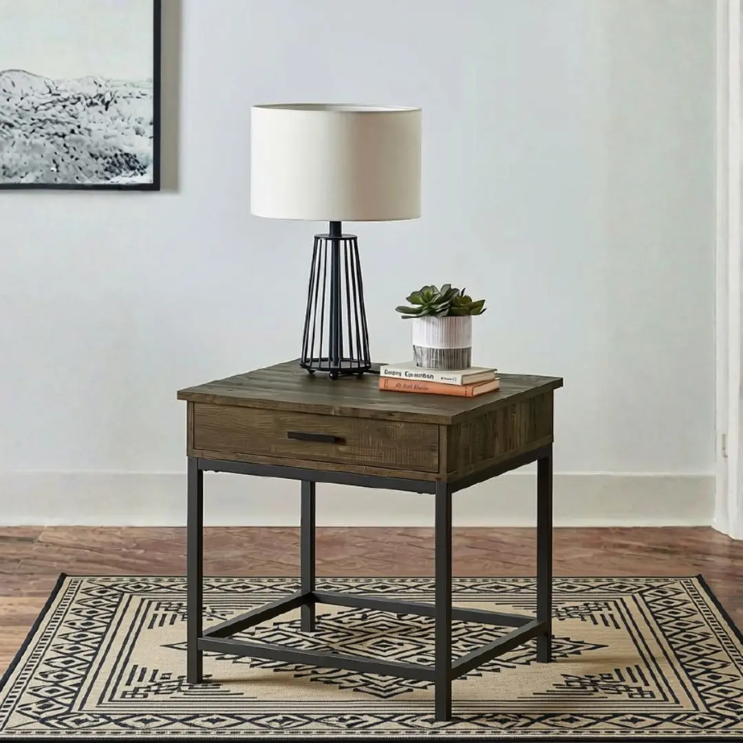 Byers Rustic End Table With Storage Brown Oak By Coaster Furniture | Mobilia Cleopatra 3 Rustic End Table with Storage