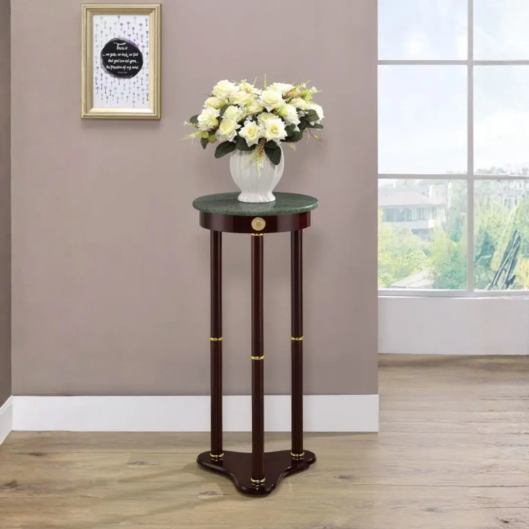 Edie Round Marble Top Plant Stand Merlot By Coaster Furniture | Mobilia Cleopatra 3 Marble Top Plant Stand
