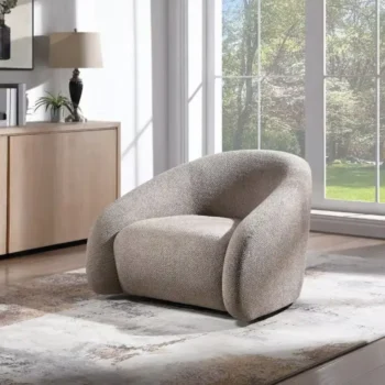 Latte Linen Swivel Accent Chair