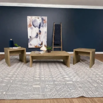 Rustic Wood Coffee Table Set