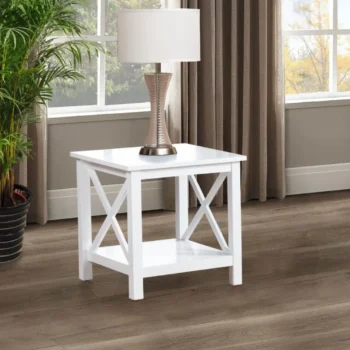 White End Table with Shelf