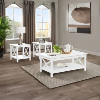 White Coffee Table and End Tables Set