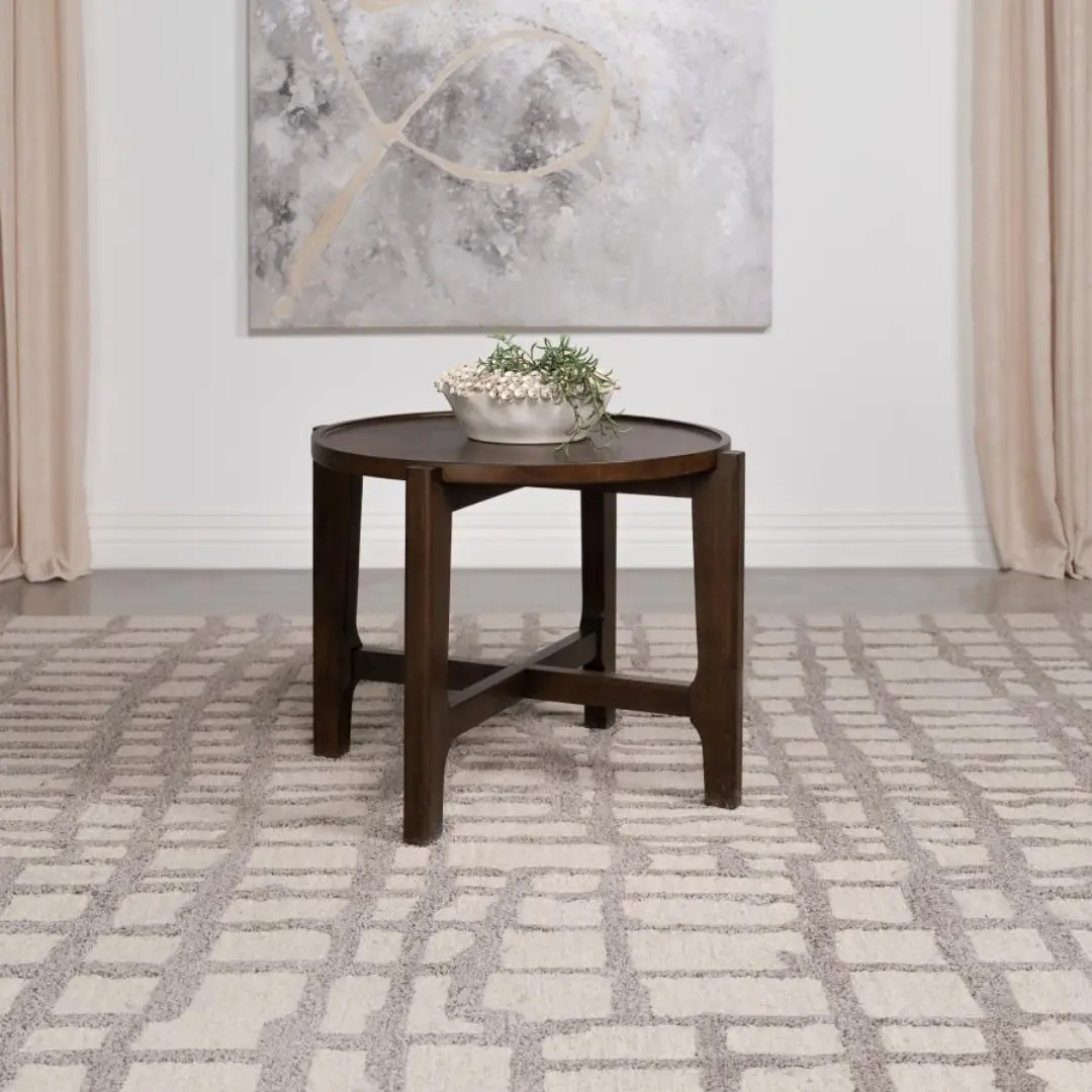 Cota Solid Wood Round End Table Dark Brown By Coaster Furniture | Mobilia Cleopatra 3 Solid Wood Round End Table
