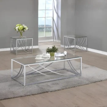 Glass Top 3 Piece Coffee Table Set