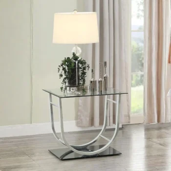 U-Shaped Glass Top End Table
