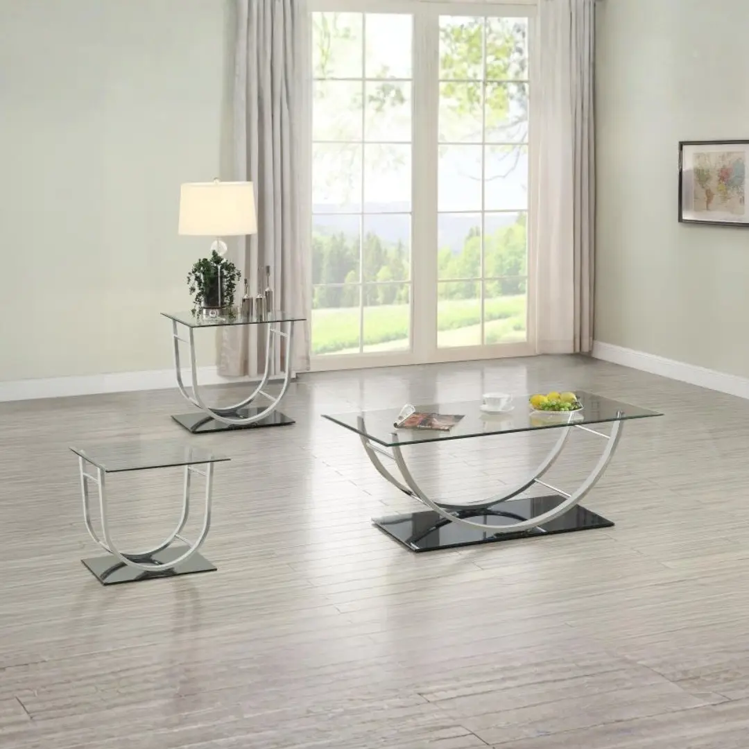 Danville 3-Piece Glass Top Coffee Table Set By Coaster Furniture | Mobilia Cleopatra 3 Glass Top Coffee Table Set