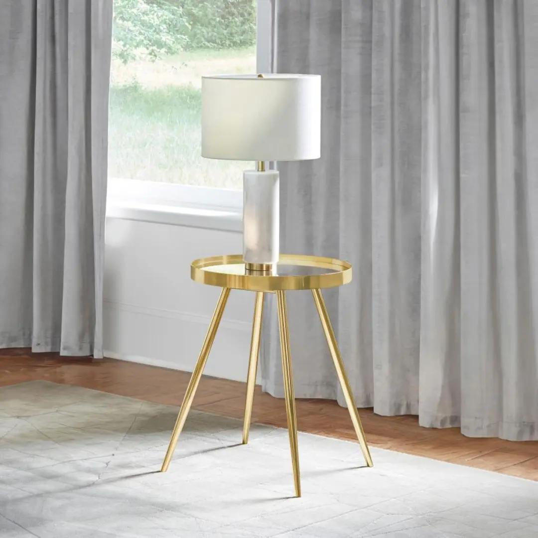 Kaelyn Mirror Top Round Gold End Table By Coaster Furniture | Mobilia Cleopatra 3 Round Gold End Table