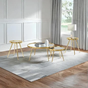 Kaelyn 4-Piece Round Gold Coffee Table Set By Coaster Furniture |