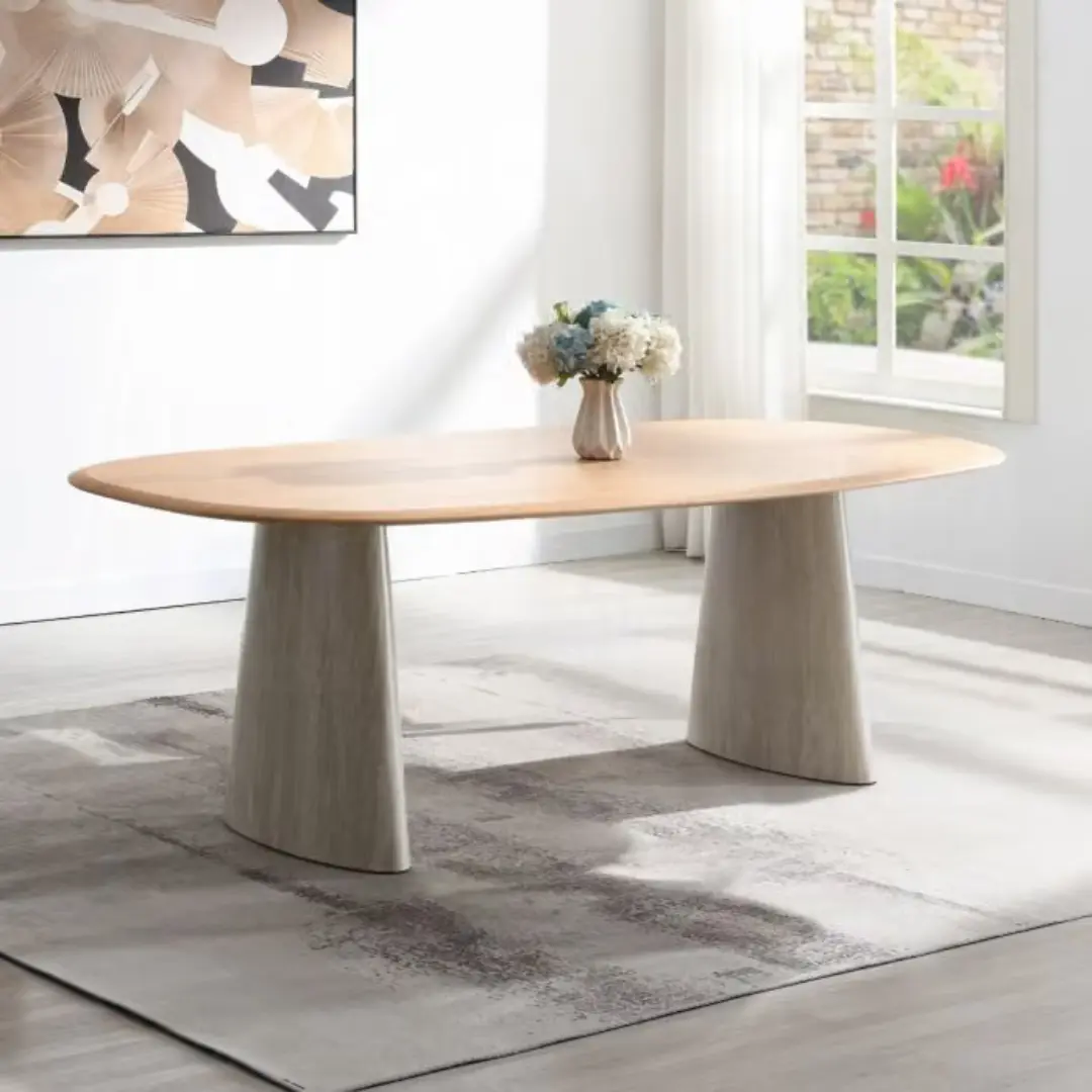 Ogin Oval Travertine Dining Table By Acme | Mobilia Cleopatra 3 Oval Travertine Dining Table