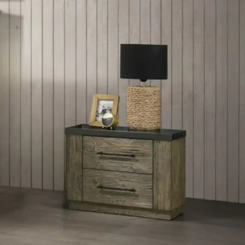 Gray Nightstand 2 Drawer
