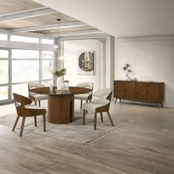 5 Piece Walnut Dining Table Set