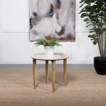 Round End Table with Marble Top