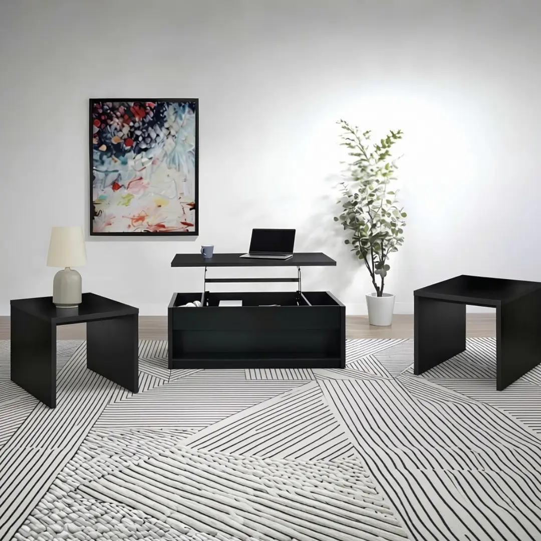 Knapp Black Lift Top Coffee Table Set By Coaster Furniture | Mobilia Cleopatra 3 Black Lift Top Coffee Table Set